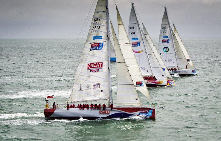 Some of the Clipper Fleet racing while sporting their Coppercoat antifouled bottoms.
