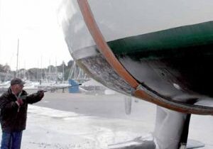 Aquarius Marine Coatings Coppercoat cost effective multi season marine antifoul bottom paint - sailing yacht Zest undergoing an annual pressure wash